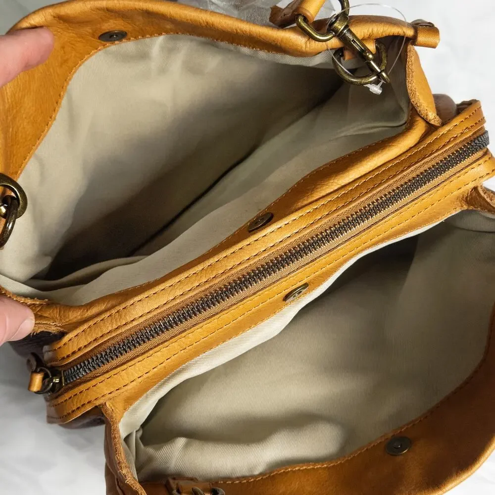 American Leather Co Lenox Triple Entry Structured Satchel Quiet Luxury NWT